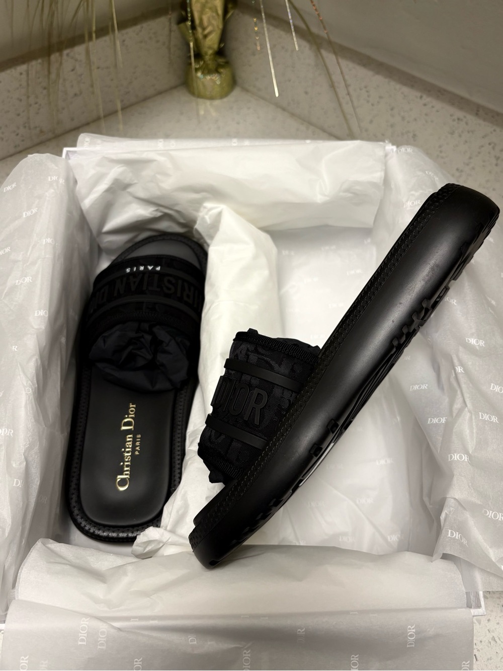Christian Dior Black Dioriviera Dway Slide Sandals - Picture 4 of 8